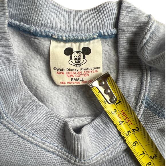Vintage Walt Disney Pullover Crewneck Blue Made In USA 60S 70S Raglan Small - Picture 6 of 9